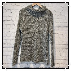 The Limited  Chunky Cowell Neck Gray and Black Long Sleeve Sweater Size …